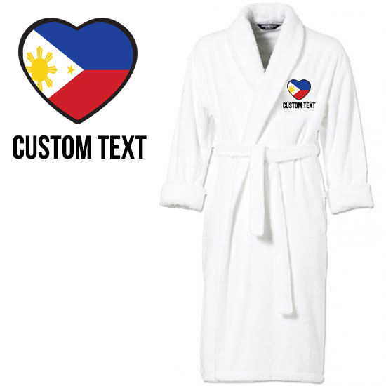 Philippines Flag Heart Shape Embroidery Logo with Custom Text